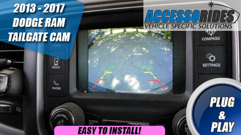 Dodge RAM 1500 2500 3500 Tailgate Handle Backup Camera 2013 - 2017  - Plug & Play